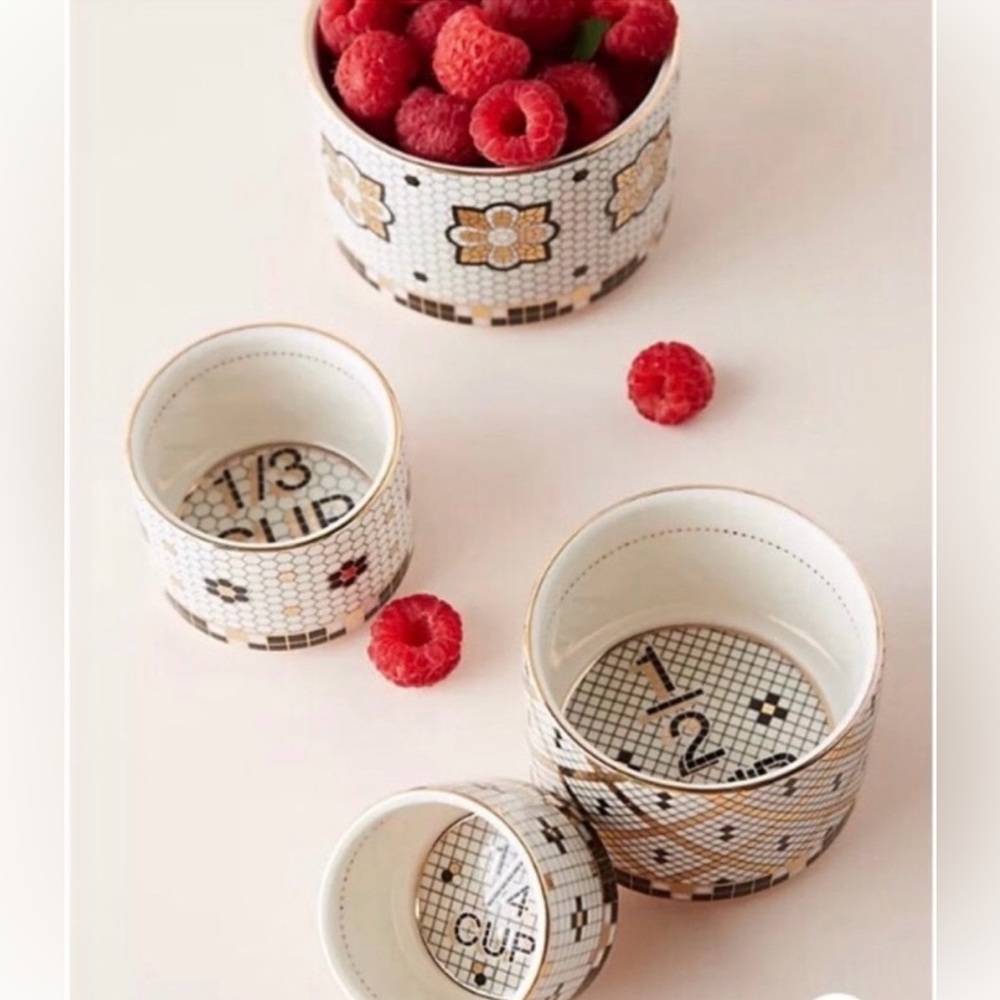 Anthropologie BISTRO TILE Collection Measuring Cups | Set Of 4 | NWOT